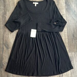 “BeBop -be you be free” Black Long Sleeve Babydoll Dress